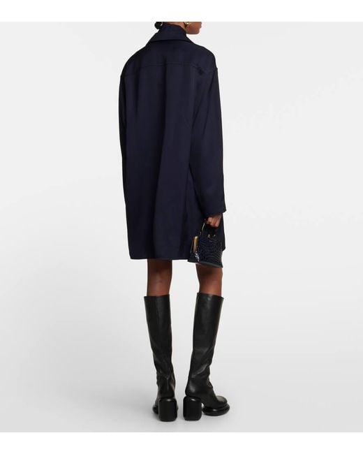 Jil Sander Blue High-Neck Satin Minidress