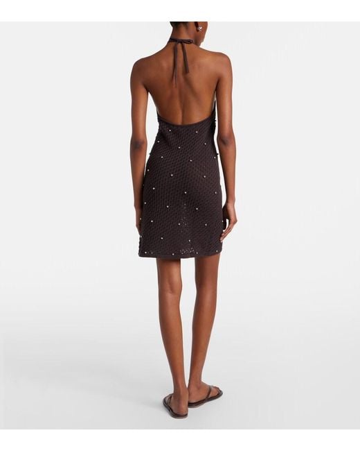 Staud Black Isola Crochet Embellished Cotton Beach Dress