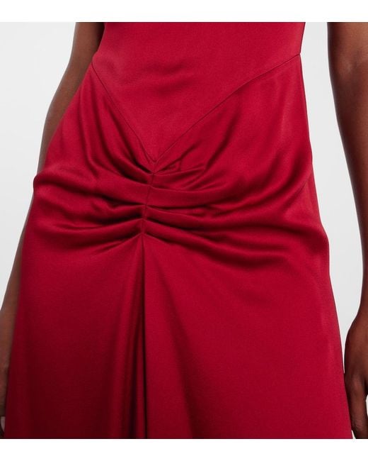 Victoria Beckham Gathered Satin Midi Dress