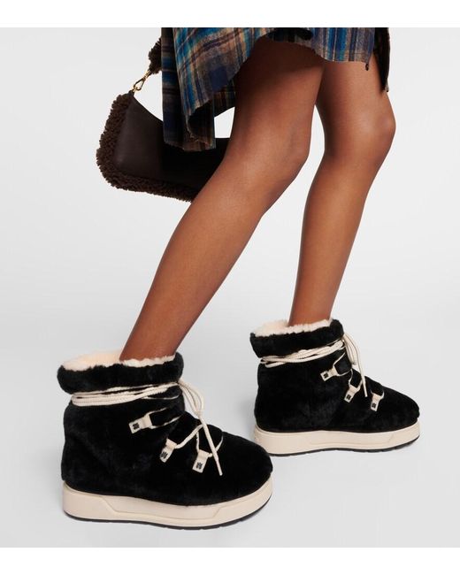 Amiri Black Malibu Hi Faux Shearling Boots