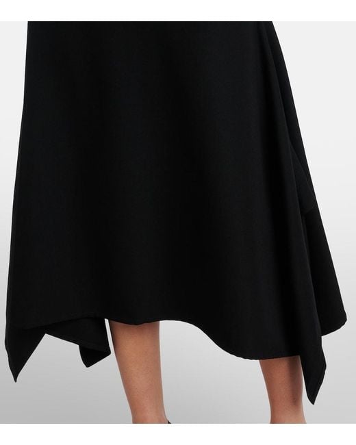 Erdem Black Draped Virgin Wool Midi Skirt
