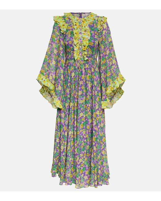 ALÉMAIS Multicolor Dylan Floral Crepe Midi Dress