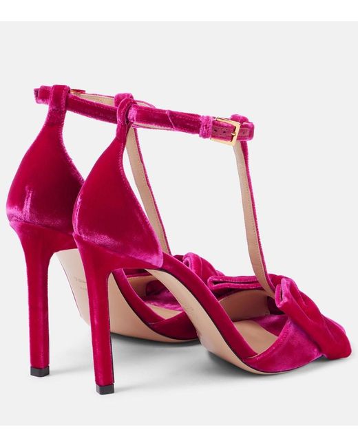 Tom Ford Red Brigitte Bow-Detail Velvet Sandals