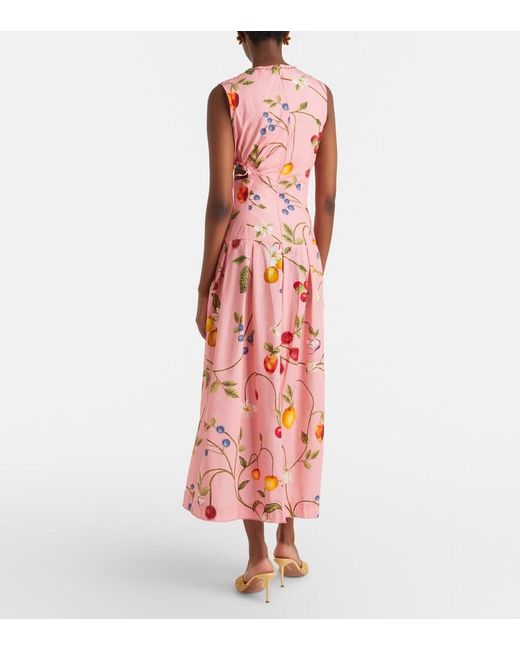 Agua Bendita Pink Otono Printed Cotton Midi Dress