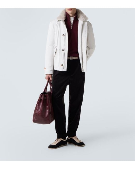 Brunello Cucinelli White Shearling-Lined Jacket for men