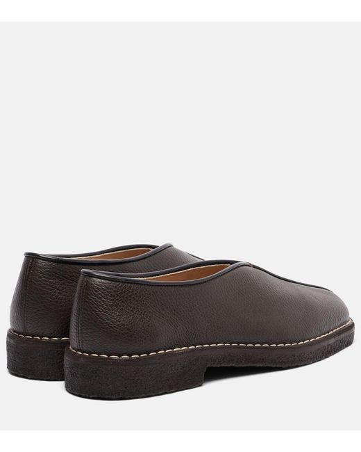 Lemaire Brown Piped Leather Loafers