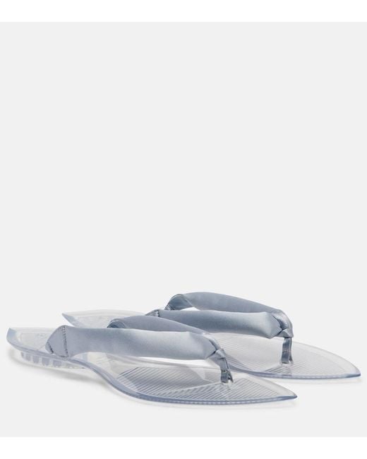 Alaïa White Invisible Satin Thong Sandals