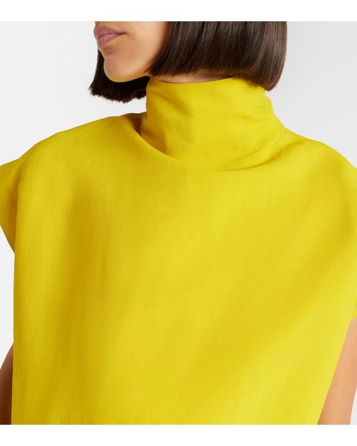 Alaïa Yellow Poplin Turtleneck Top