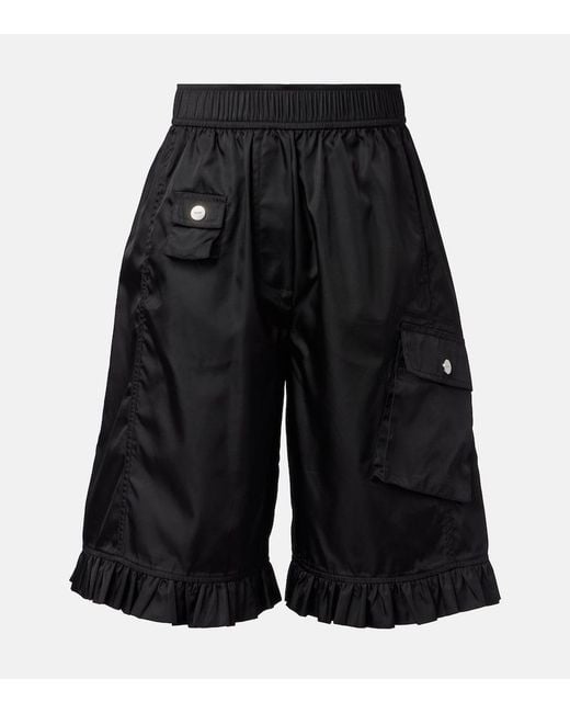 Ganni Black Ruffled Cargo Shorts