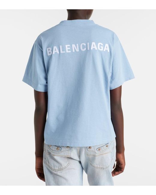 Camiseta De Jersey De Algodon Con Logo Balenciaga de color Blue