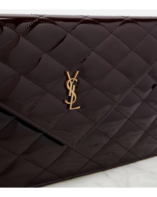 Saint Laurent Black Paris Patent Leather Clutch