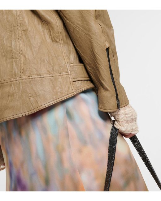 Acne Green Linor Oversized Belted Leather Jacket