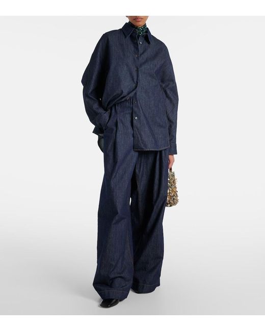 Dries Van Noten Blue High-Rise Wide-Leg Jeans