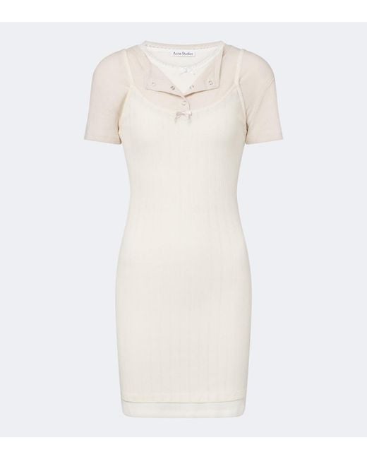 Acne Natural Layered Knitted Minidress