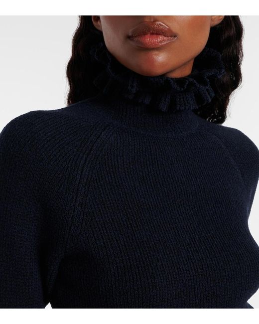Alaïa Blue Wool And Silk-Blend Turtleneck Sweater