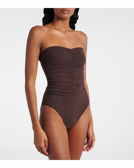Karla Colletto Brown Basics Ruched Swimsuit
