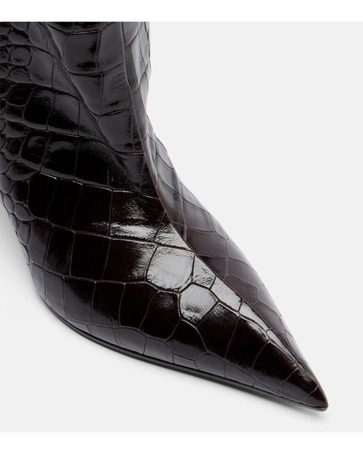 The Attico Black Lea Croc-Effect Leather Knee-High Boots