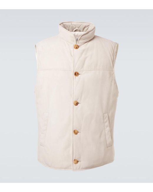 Brunello Cucinelli Natural Suede Down Vest for men