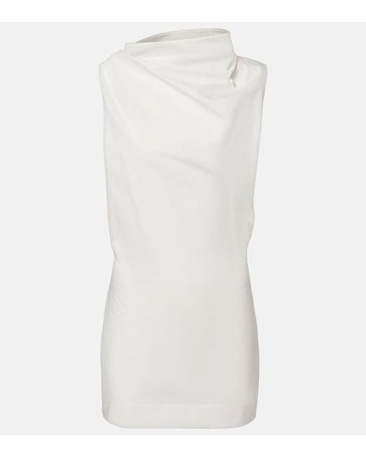 Khaite White Astor Draped Cotton Poplin Minidress