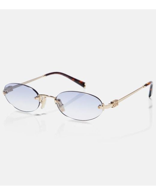 Miu Miu Blue Logo Oval Sunglasses