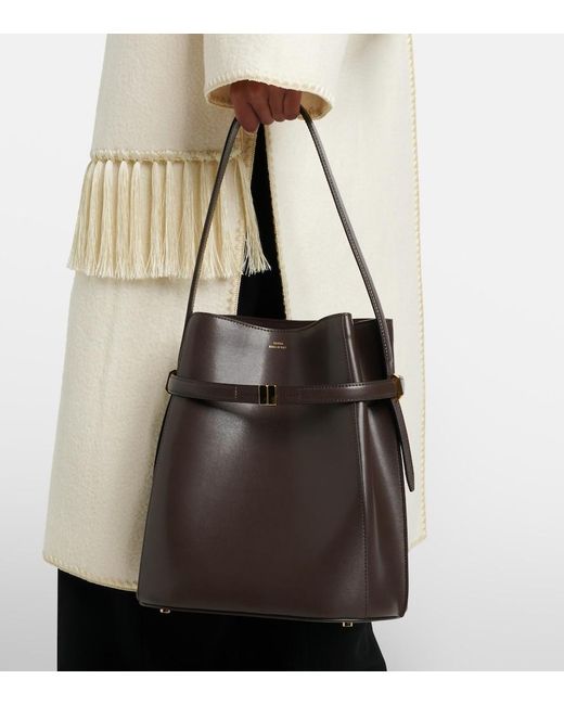 Totême Black Leather Bucket Bag