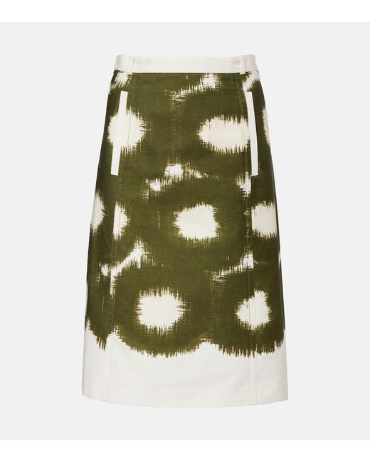 Prada Green Tie-Dye Cotton Canvas Midi Skirt