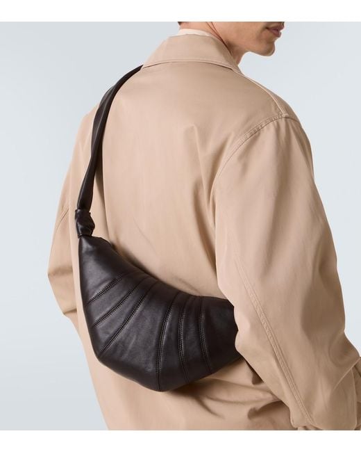 Lemaire Black Croissant Small Leather Shoulder Bag for men
