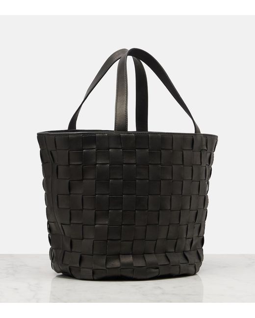 The Row Black Sisal Leather Tote Bag
