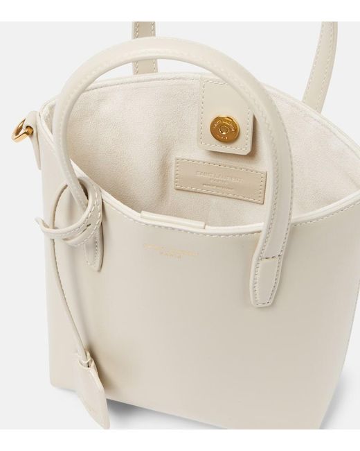 Saint Laurent White Toy Shopping Mini Leather Tote Bag