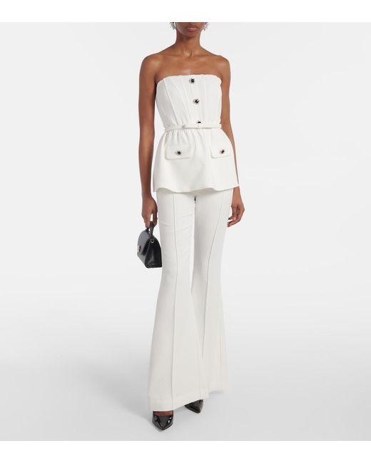 Self-Portrait White Strapless Crepe Jumpsuit