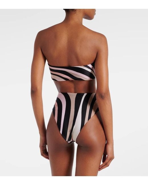 Emilio Pucci Brown Marmo Print Bikini Top