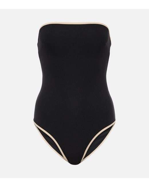 Totême Black Stripe Edge Strapless Swimsuit