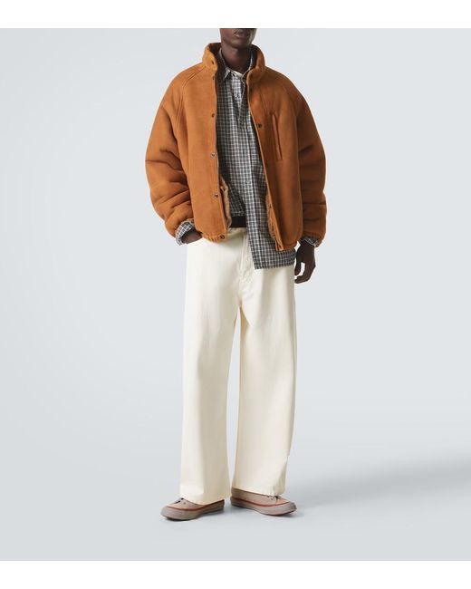A.PRESSE Brown Shearling-Lined Suede Jacket for men