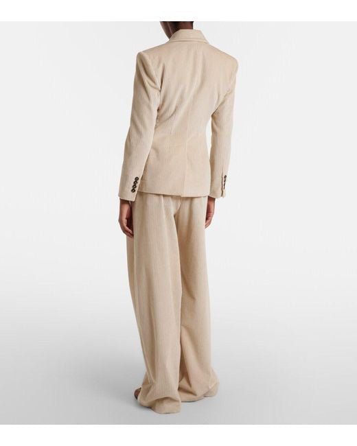 Brunello Cucinelli Natural Monili Cotton Corduroy Wide-Leg Pants