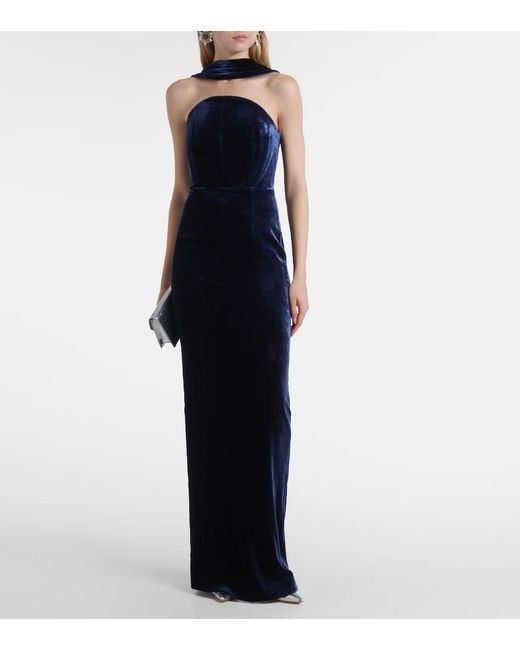 Roland Mouret Black Scarf-Detail Velvet Corset Gown