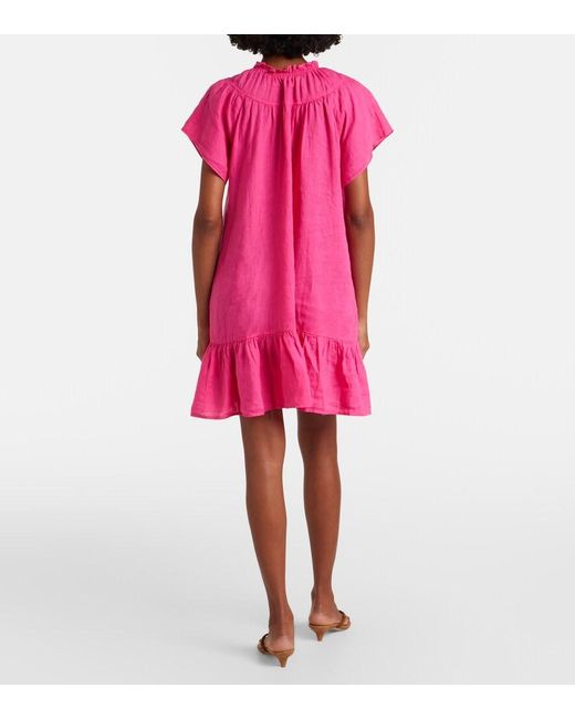 Velvet Pink Livvy Tiered Linen Minidress