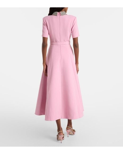 Rebecca Vallance Pink Xena Embellished Crepe Midi Dress