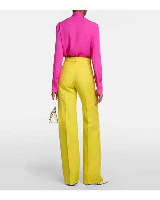 Valentino Yellow Crepe Couture High-Rise Straight Pants