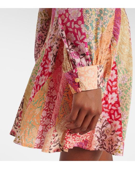 Rixo Pink Hebe Printed Silk Minidress