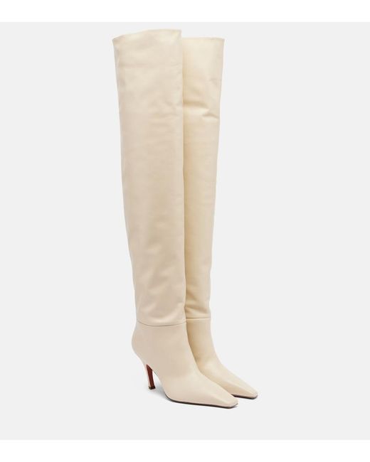 AMINA MUADDI White Jamie 80 Leather Over-The-Knee Boots