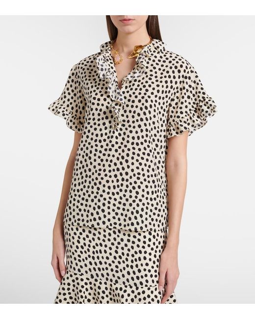 Chloé Black Polka-Dot Silk Crepe De Chine Top