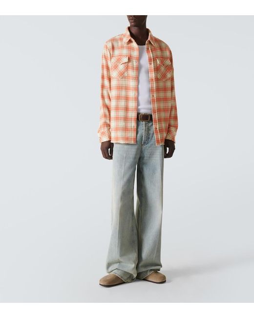 God's True Cashmere Pink Plaid Cashmere Shirt for men