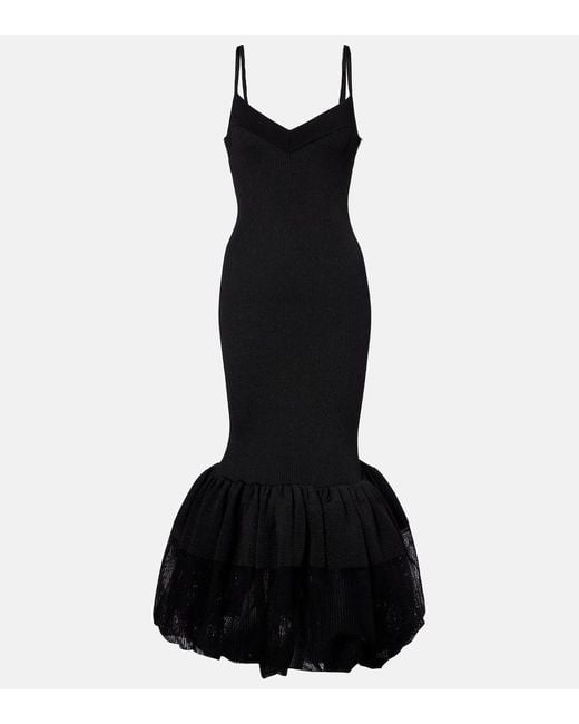 Givenchy Black Maxikleid Aus Rippstrick