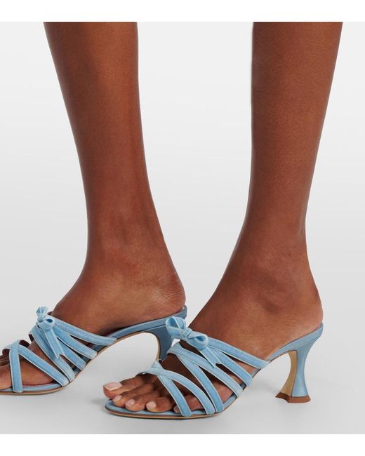 Manolo Blahnik Blue Clementel 70 Velvet Mules