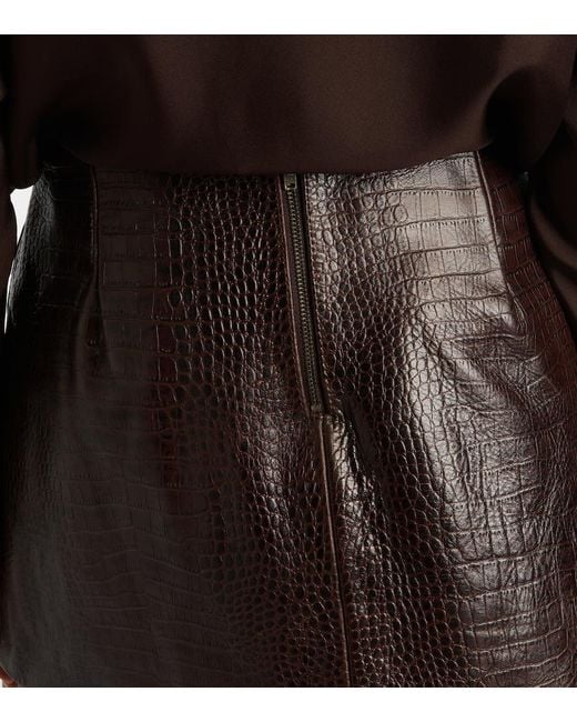 Frankie Shop Brown Rory Croc-Effect Leather Miniskirt