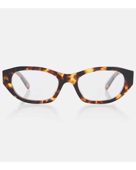 Miu Miu Brown Logo Oval Glasses
