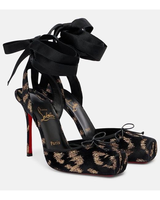 Christian Louboutin Black Cassia 100 Velvet And Lame Pumps