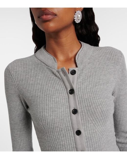Self-Portrait Gray Ribbed-Knit Romper