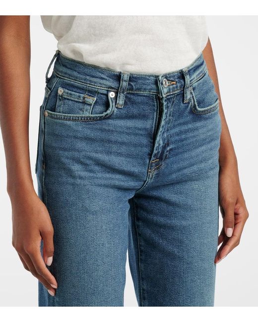 7 For All Mankind Blue Alexa High-Rise Cropped Straight Jeans
