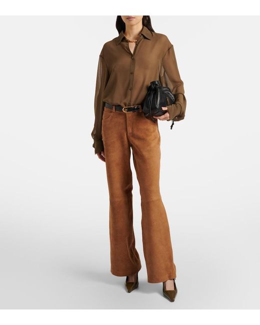 Nour Hammour Brown Milo Suede Wide-Leg Pants